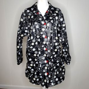 Disney Mickey Snap Front PVC Vinyl Raincoat  Size XXL Rain Jacket Slicker Black.